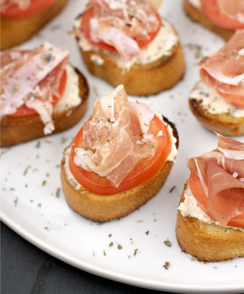 close view of an assembled crostini