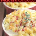 image for pinterest sharing with text overlay White Wine Mac and Cheese
