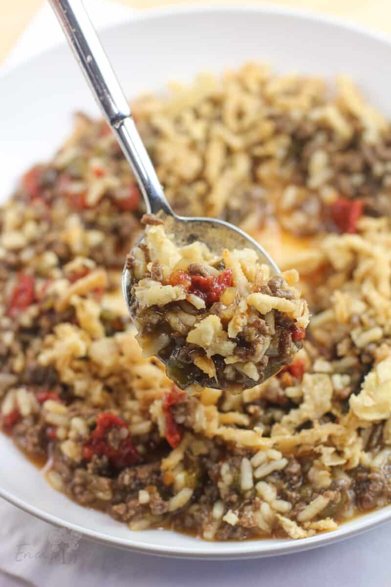 spoon lifting up rehydrated backcountry sloppy joes