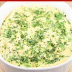 image for pinterest sharing with text overlay recipe title Gruyere, Garlic, and Gouda Mashed Potatoes