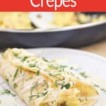 image for pinterest sharing with text overlay of recipe title Smoked Salmon Crepes