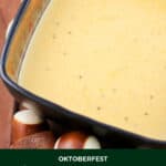 image for pinterest with text overlay recipe title german beer cheese