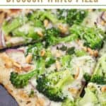 image for pinterest of prepared pizza with text overlay recipe title