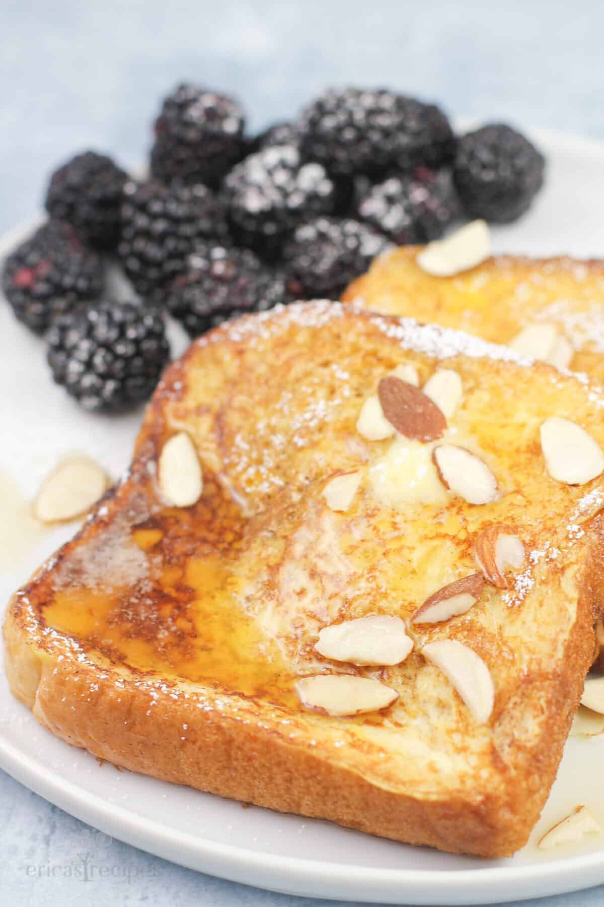 side view to show thickness of Texas toast French toast