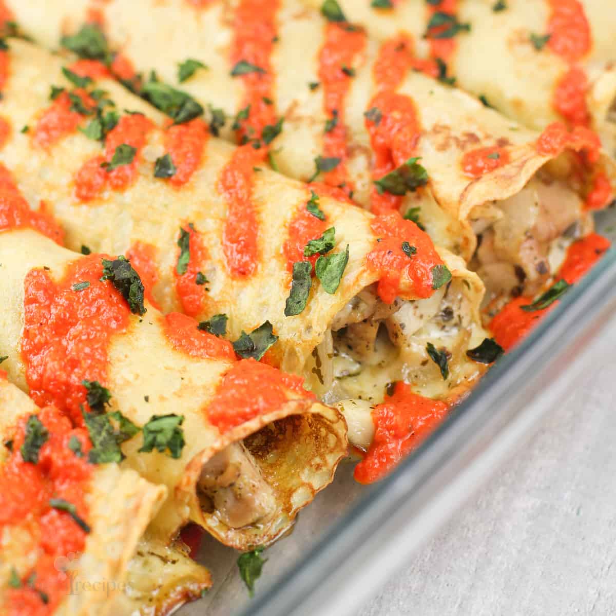 Pesto Chicken Crepes