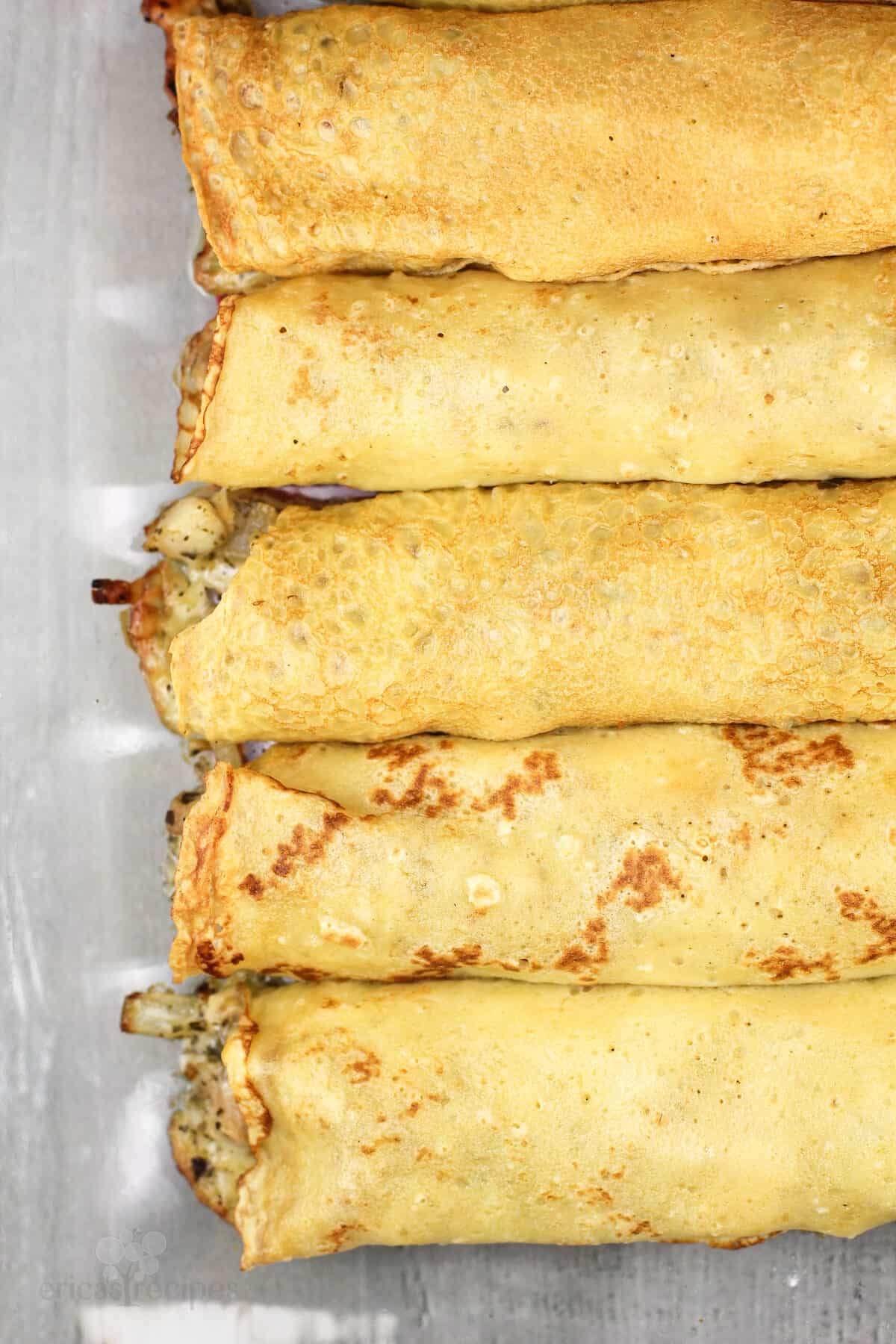 cooked crepes before topping with sauce
