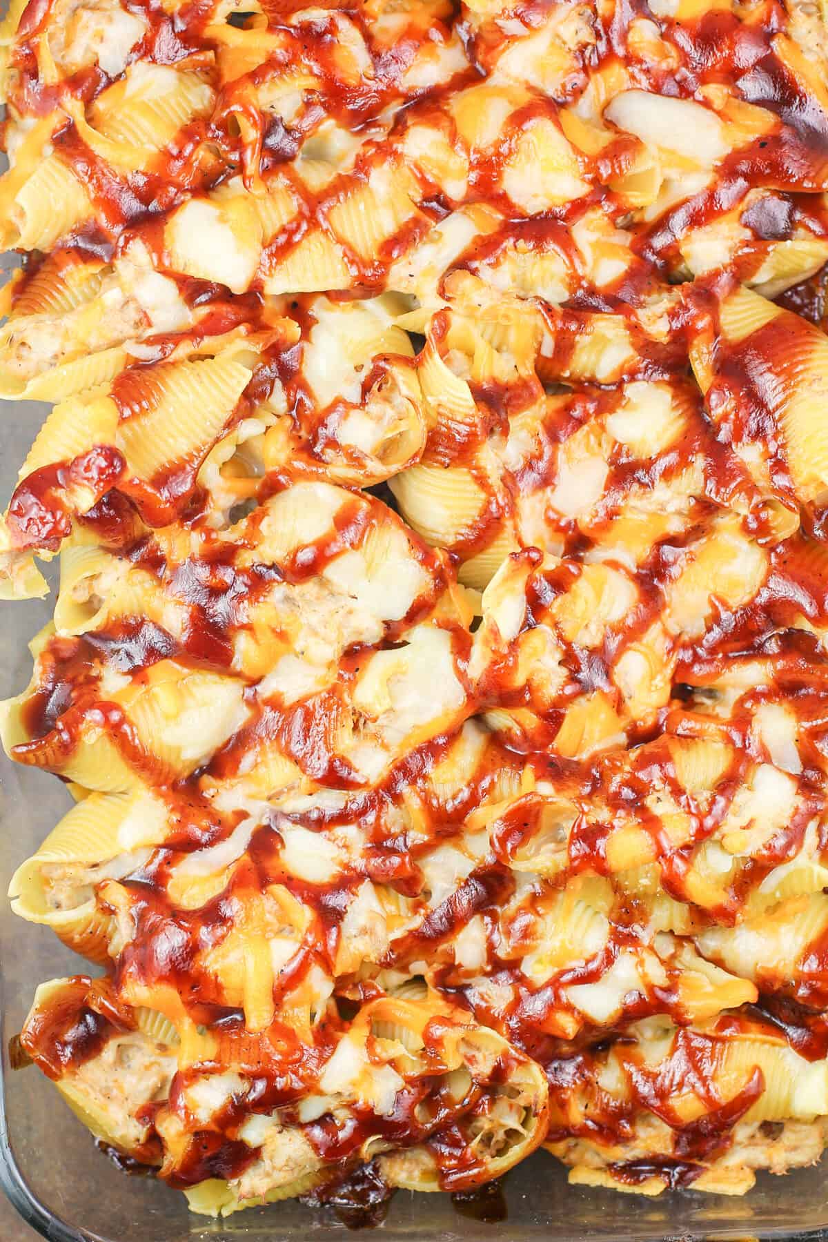 prepared stuffed shells in bake dish