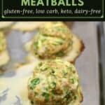 image for pinterest with text overlay recipe title Turkey Zucchini Meatballs