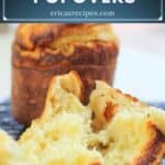 image for Pinterest sharing with text overlay recipe title Garlic Parmesan Popovers