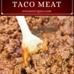 image for pinterest with text overlay recipe title Best Ever Ground Beef Taco Meat