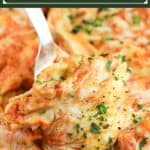 image for pinterest with text overlay recipe title Cajun Shrimp and Crab Stuffed Shells in Vodka Sauce